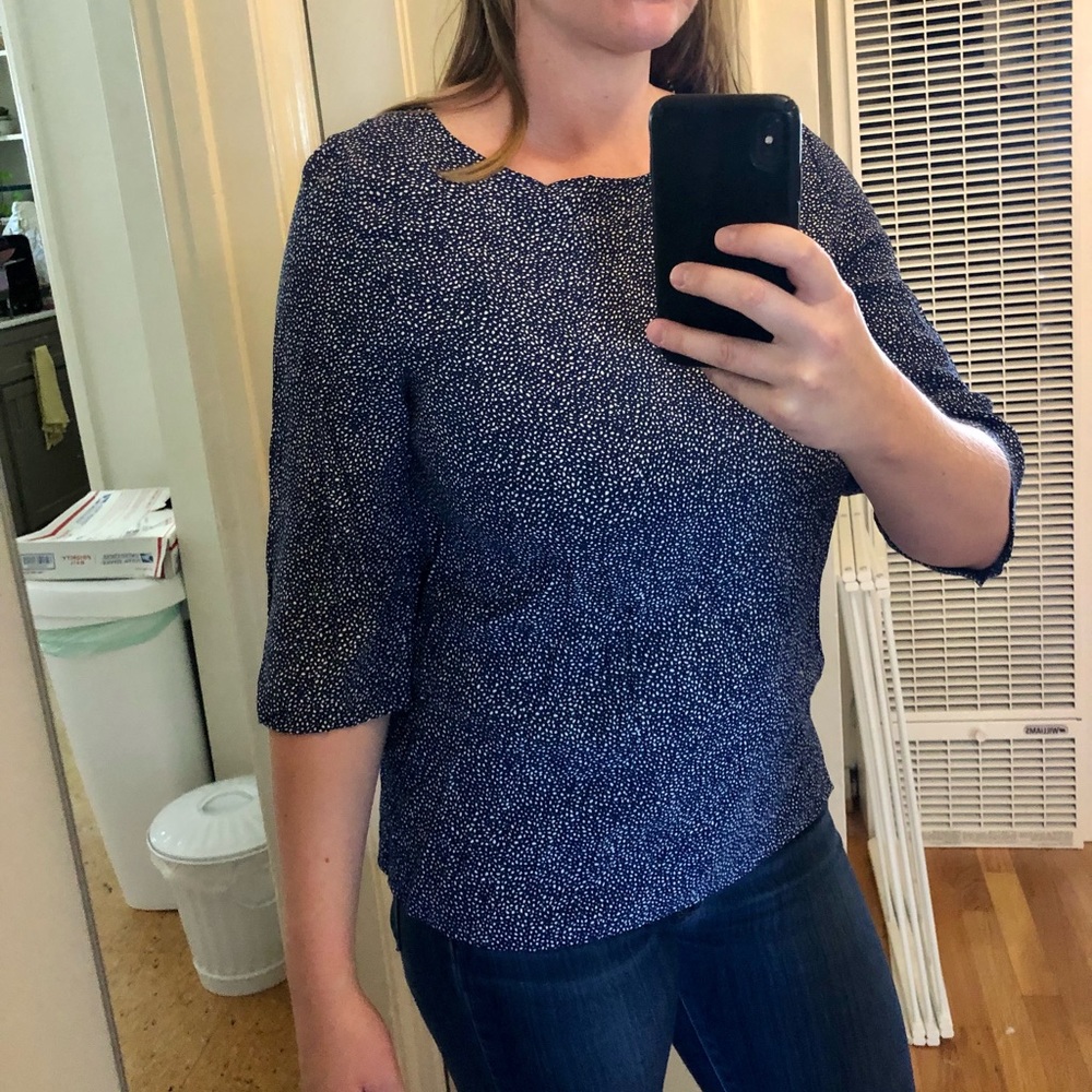 H&M Speckled Navy Blouse, Size 6